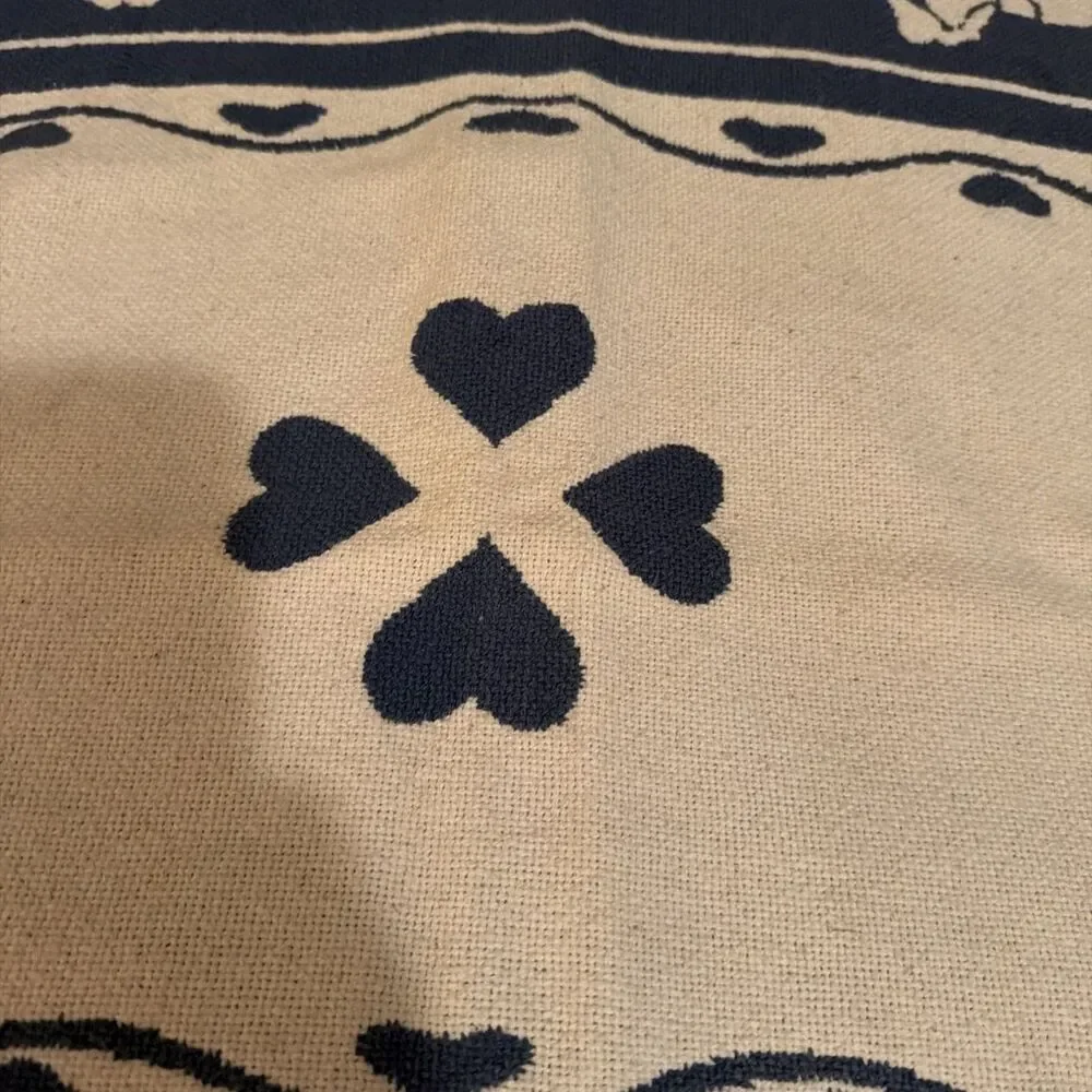 Vtg Goodwin Weavers Reversible Throw Blanket Tapestry Heart Horse 32x42 USA. GUC
